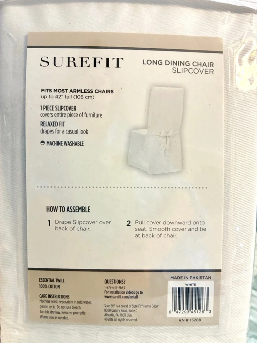 2 SureFit White Slipcover Pair with Scotchgard Protector 2 NEW - Picture 4 of 4
